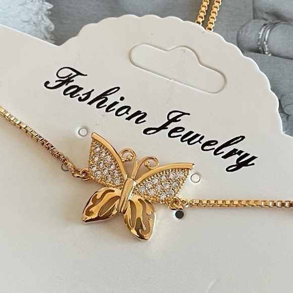 Cubic Zirconia Crystal CZ Butterfly Bracelet - Picture 2 of 5